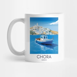 A Pop Art Travel Print of Chora Andros Island - Greece Mug